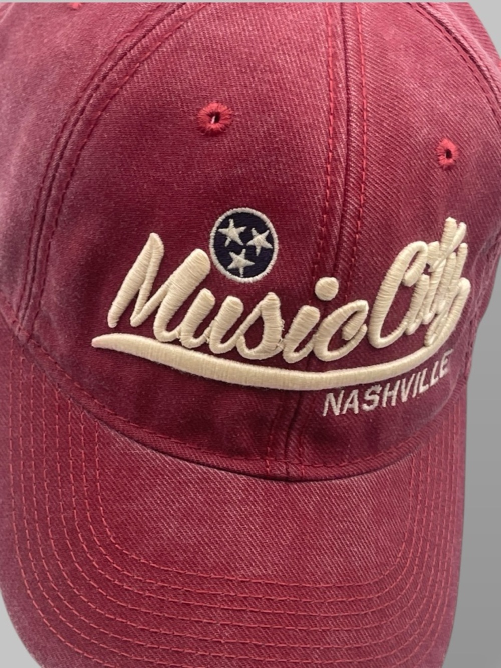 Music City Nashville Embroidered Baseball Cap - Burgundy - Legacy - Picture 7 of 12